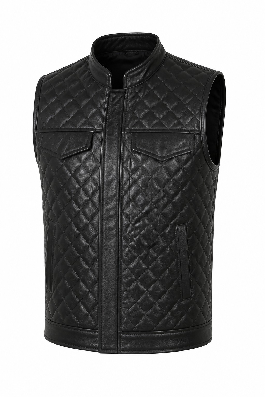 Quilted Shoulder Biker Leather Vest